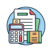 Accounting Calculator with Financial Documents Icon vector