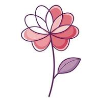 Modern Disconnected Petal Outline Flower with Floating Elements and Flower Concept vector