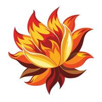 Dramatic Fire Flower with Fiery Petals and Artistic Design and Flower Concept vector
