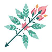 Modern Floral Arrow with Petals Pointing Outward and Flower Concept vector