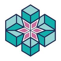 Modern Geometric Box Petal Flower with Structured Elegance and Flower Concept vector