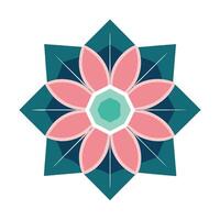 Modern Radial Balance Hexagon Centered Blossom and Flower Concept vector