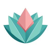 Minimalist Origami Lotus with Sharp Folded Edges and Flower Concept vector