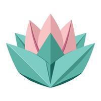 Modern Minimalist Origami Lotus with Sharp Folded Edges and Flower Concept vector