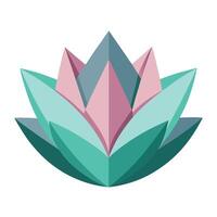Elegant Minimalist Origami Lotus with Sharp Folded Edges and Flower Concept vector