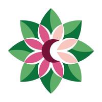 Elegant Modern Symmetry Overlapping Crescent Petals and Flower Concept vector