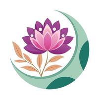 Half Circle Semi Circle Bloom with Open Design and Flower Concept vector
