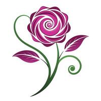 Modern Continuous Motion Single Swirl Bloom and Flower Concept vector