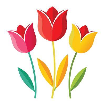 Elegant Modern Minimalist Stylized Tulip Trio and Flower Concept
