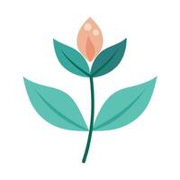 Ultra Minimalist Touch Two Leaf Flower and Flower Concept vector