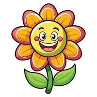 Creative Smiling Face Whimsical Cartoon Flower and Flower Concept vector