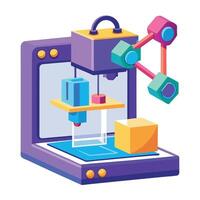 3D Printing Icon with 3D Printer and Model vector
