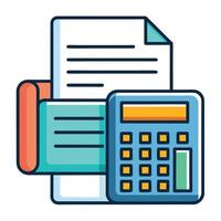Modern Accounting Icon with Calculator and Financial Documents vector