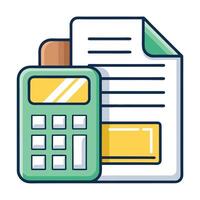 Elegant Accounting Icon with Calculator and Financial Documents vector