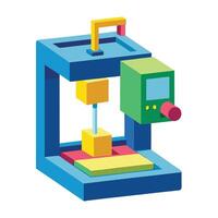 Modern 3D Printing Icon with 3D Printer and Model vector