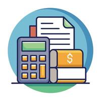 Accounting Icon with Calculator and Financial Documents vector