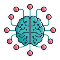Elegant AI Brain Icon with Neural Network Pattern and Brain vector