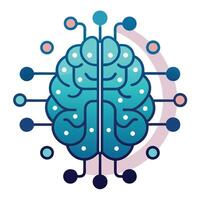 Modern AI Brain Icon with Neural Network Pattern and Brain vector