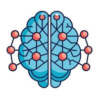 AI Brain Icon with Neural Network Pattern and Brain vector
