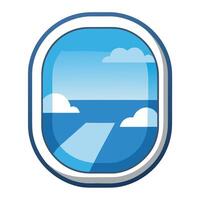 Modern Airplane Window Icon with Airplane and View vector