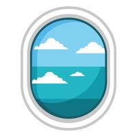 Airplane Window Icon with Airplane and View vector