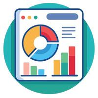 Analytics Dashboard Icon with Pie Chart and Graph vector