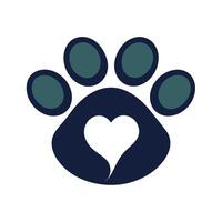 Animal Welfare Icon with Paw Print and Heart vector