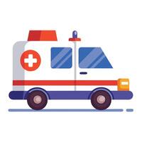 Modern Ambulance Icon with Flat Style and Flashing Lights vector