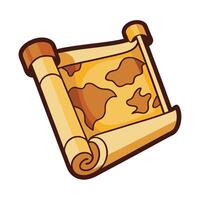 Antique Map Icon with Old Style Map and Rolled Edges vector