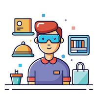 Modern AR in Retail Icon with Customer and AR Glasses vector