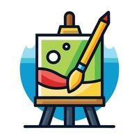 Elegant Art Exhibition Icon with Canvas and Paintbrush on Display vector