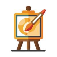 Art Exhibition Icon with Canvas and Paintbrush on Display vector