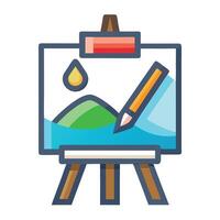 Modern Art Exhibition Icon with Canvas and Paintbrush on Display vector