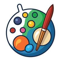 Modern Art Icon with Paint Palette and Brushes Isolated on White vector
