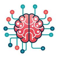 Modern Artificial Intelligence Icon with Stylized AI Brain and Neural Network vector