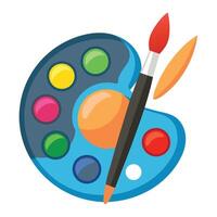 Elegant Art Icon with Paint Palette and Brushes Isolated on White vector