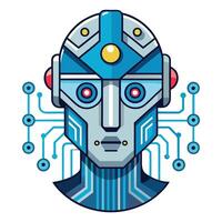 Elegant Artificial Intelligence Icon with Robotic Head and AI Brain vector