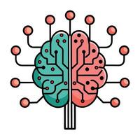 Elegant Artificial Intelligence Icon with Stylized AI Brain and Neural Network vector