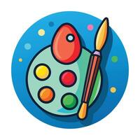 Art Icon with Paint Palette and Brushes Isolated on White vector