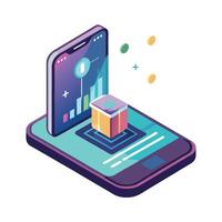 Modern Augmented Reality Icon with Smartphone and Home Environment vector