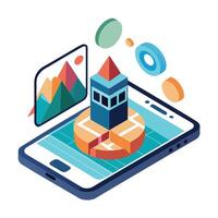 Modern Augmented Reality Icon with Smartphone and AR Graphics vector