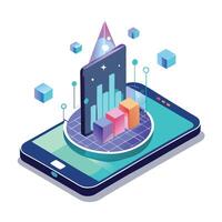 Elegant Augmented Reality Icon with Smartphone and Home Environment vector