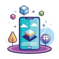 Augmented Reality Icon with Smartphone and AR Graphics vector