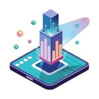 Augmented Reality Icon with Smartphone and Home Environment vector