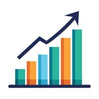 Elegant Bar Chart Icon with Growth and Increase vector