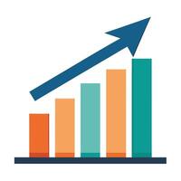 Bar Chart Icon with Growth and Increase vector