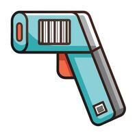 Barcode Scanner Icon with Handheld Barcode Scanner and Red Button vector
