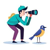 Modern Bird Watching Icon with a Person and Binoculars Observing Birds vector