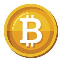 Elegant Stylized Bitcoin Coin Icon with a Golden Color and Logo vector