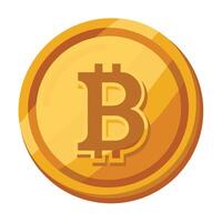 Modern Stylized Bitcoin Coin Icon with a Golden Color and Logo vector